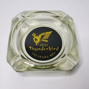 Vintage Thunderbird Las Vegas Hotel Ashtray Glass Nevada